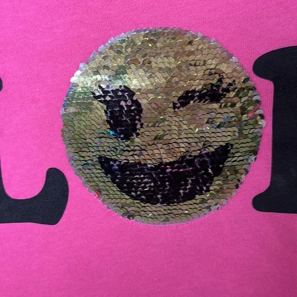 SPARKLY LOL EMOJI REVERSIBLE JUSTICE HOODIE PINK GIRLS SIZE 10 GREAT CONDITION! - Picture 4 of 6